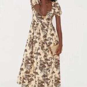 Tuckernuck Cream and Brown Floral Midi Dress